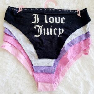 Queen Wears Juicy Couture 5 Pairs Panty Words on Back Size Large New